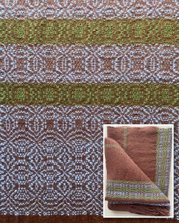 Orchard at Éragny — terracotta damask with olive and lavender bands
