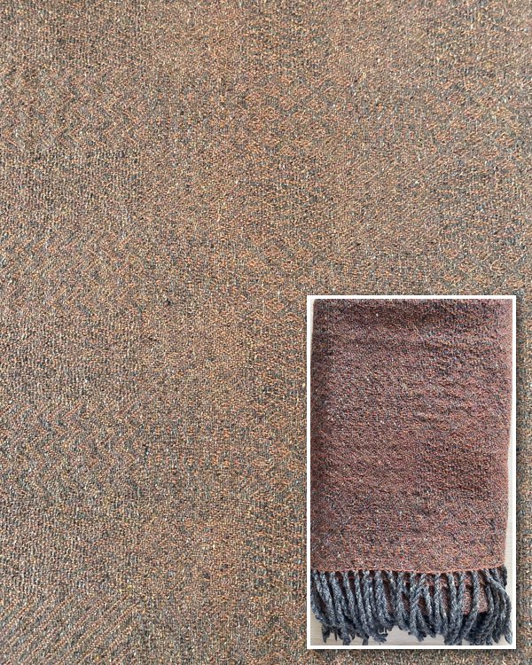 Terracotta and ivory stripe blanket with dark fringe