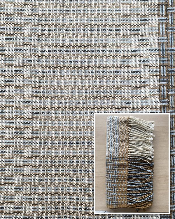 Warm amber and sky blue basketweave blanket